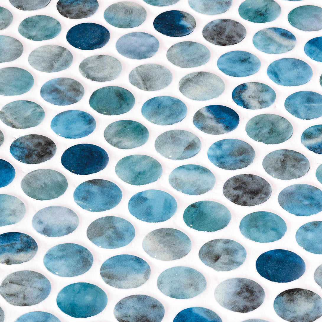 Onix Penny Round Recycled Glass Mosaic Tile