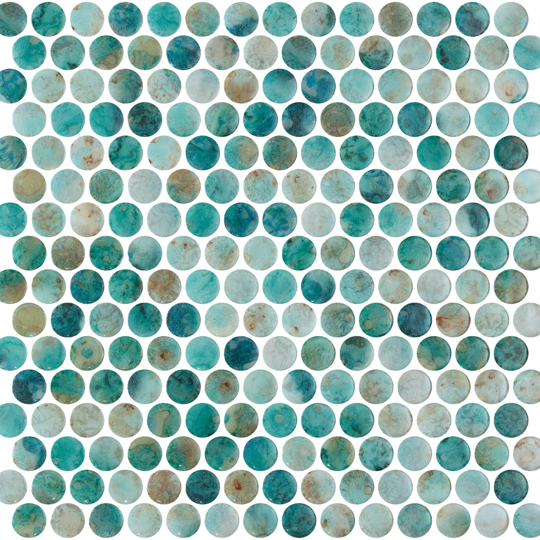 Onix Penny Round Recycled Glass Mosaic Tile