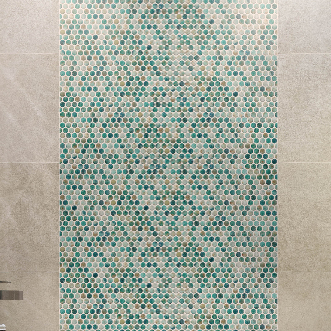 Onix Penny Round Recycled Glass Mosaic Tile