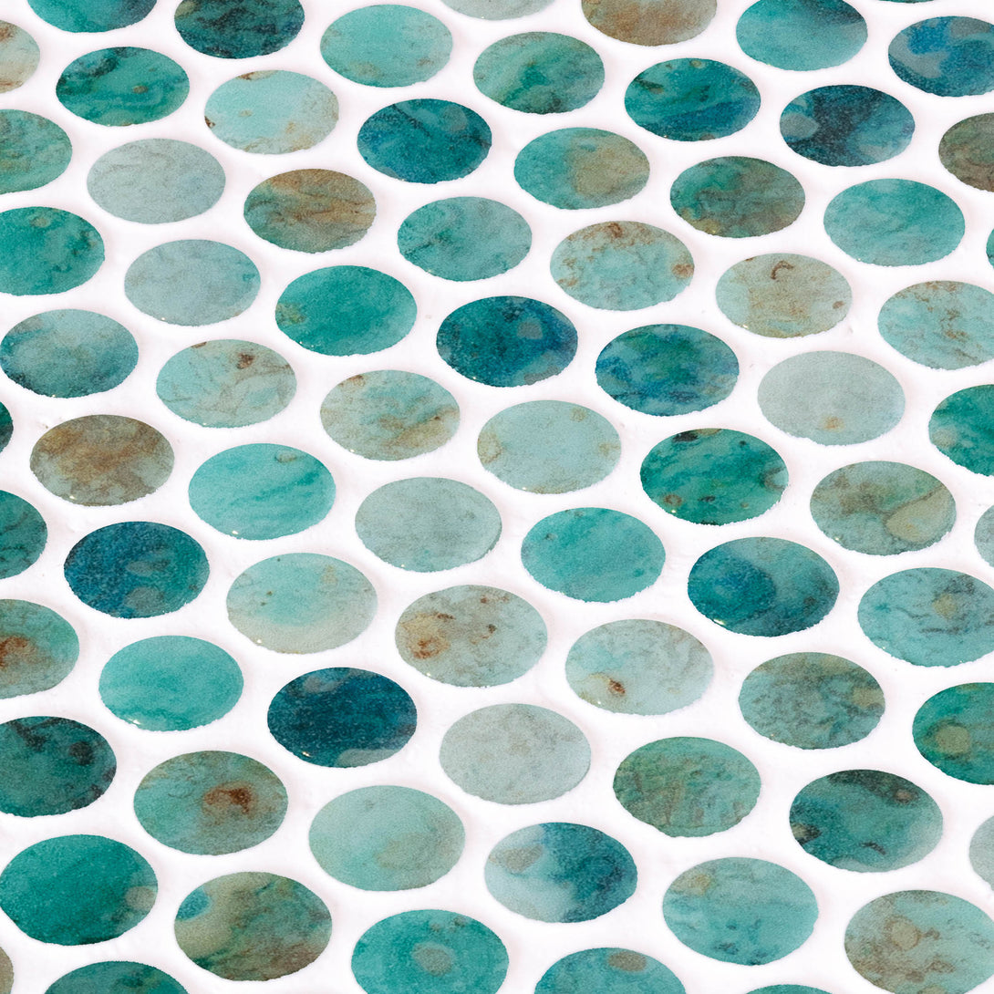 Onix Penny Round Recycled Glass Mosaic Tile